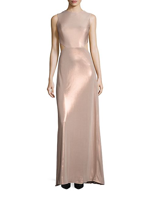 Halston Heritage - Metallic Jersey Twist Back Gown