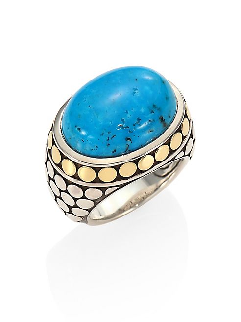 John Hardy - Dot Turquoise, 18K Yellow Gold & Sterling Silver Dome Ring