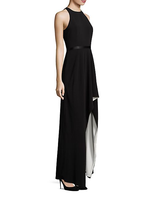 Halston Heritage - Colorblock Hi-Lo Halter Gown