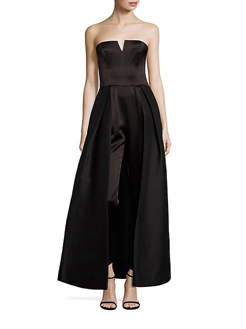 Halston Heritage - Strapless Skirt Overlay Jumpsuit