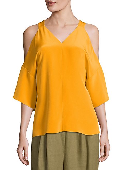 Tibi - Cold-Shoulder Silk Top