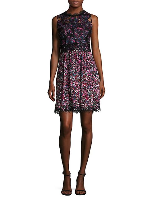 Elie Tahari - Reign Printed Lace Top Dress