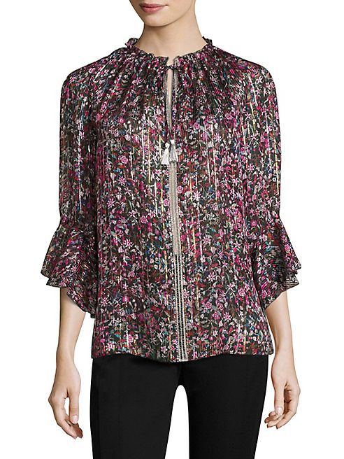 Elie Tahari - Venisia Metallic Bell Sleeve Blouse