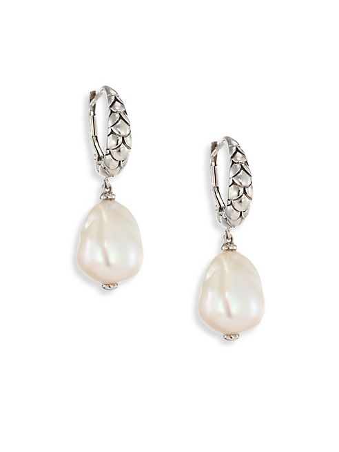 John Hardy - Legends Naga 11MM White Baroque Pearl & Sterling Silver Dangle Drop Earrings