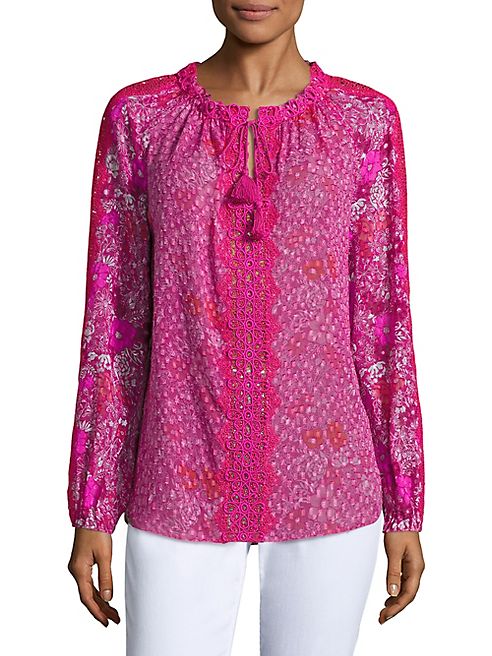 Elie Tahari - Tara Floral-Print Fil Coupè Blouse