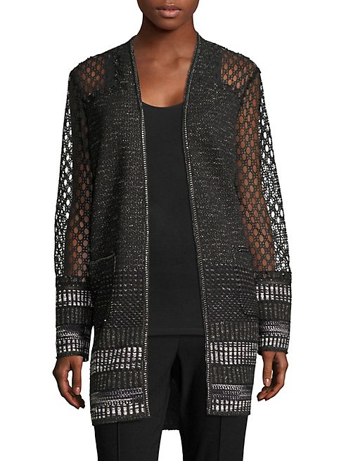 Elie Tahari - Connor Tweed Open-Front Coat