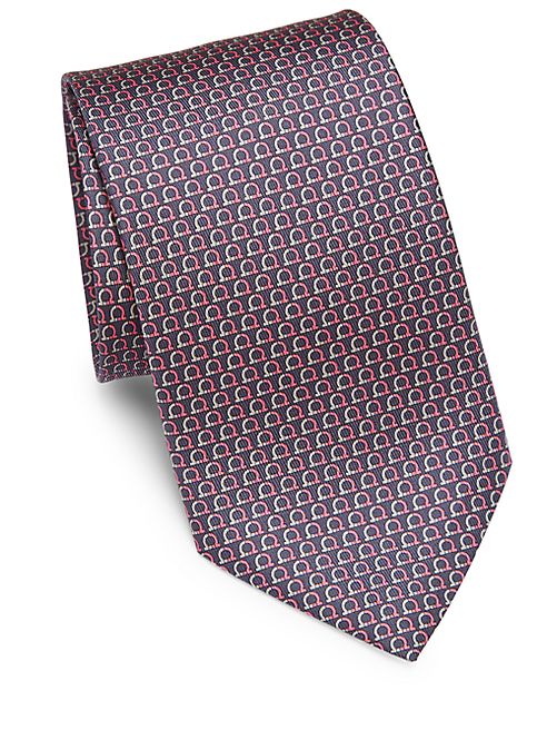 Salvatore Ferragamo - Horseshoe-Print Silk Tie