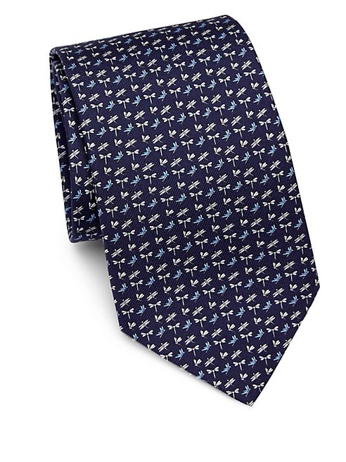 Salvatore Ferragamo - Dragon Fly Print Silk Tie