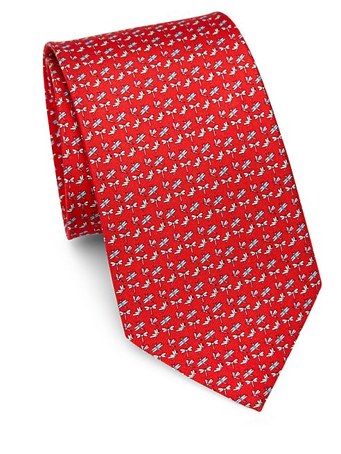 Salvatore Ferragamo - Dragonfly Print Silk Tie