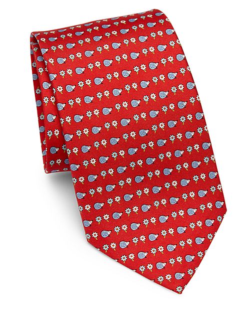 Salvatore Ferragamo - Hedgehog Flower Print Silk Tie