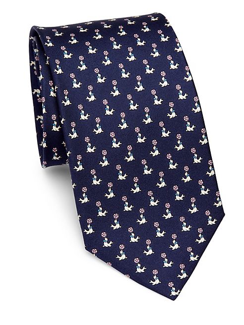 Salvatore Ferragamo - Seal-Print Silk Tie