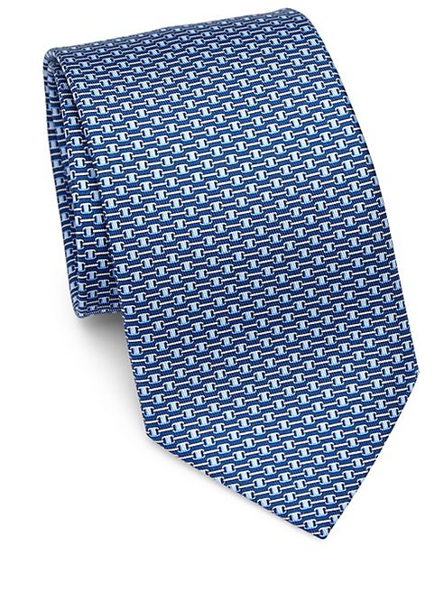 Salvatore Ferragamo - Gancini Buckle Belt Print Silk Tie