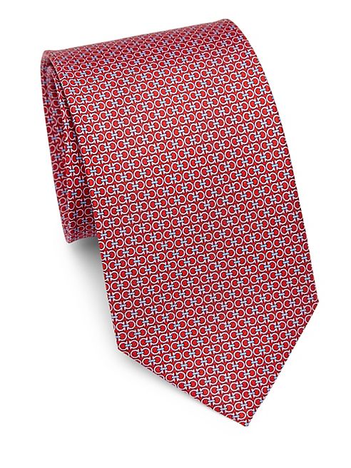 Salvatore Ferragamo - Gancini Logo Print Silk Tie