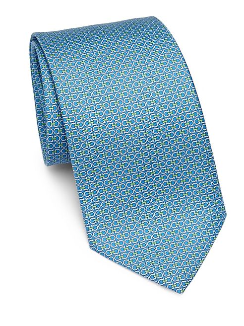 Salvatore Ferragamo - Gancini-Print Silk Tie