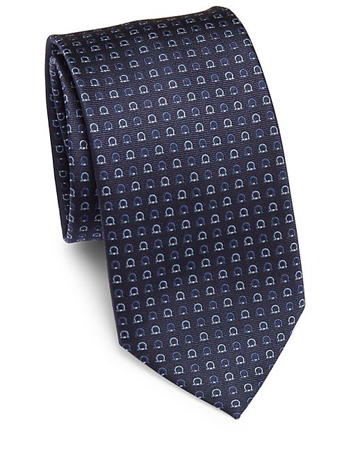 Salvatore Ferragamo - Geometric Gancini Print Silk Tie