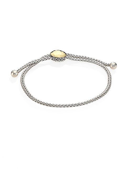 John Hardy - Classic Chain Hammered 18K Yellow Gold & Sterling Silver Pull Through Bracelet