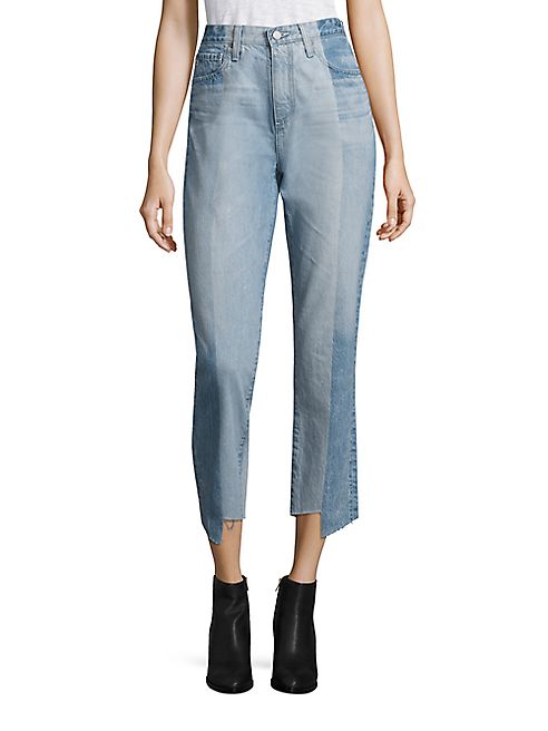 AG - Phoebe High-Waist Colorblock Step Hem Jeans