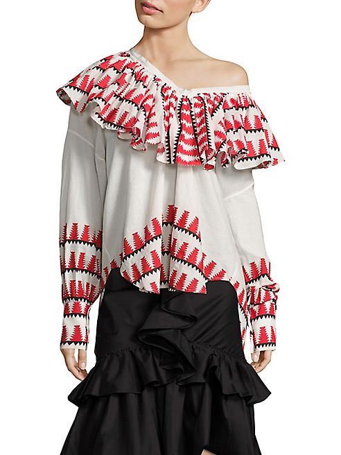 Tome - Ruffle Peasant Blouse