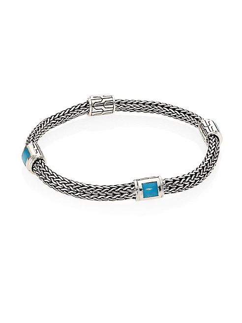 John Hardy - Classic Chain Extra Small Turquoise & Sterling Silver Four-Station Bracelet