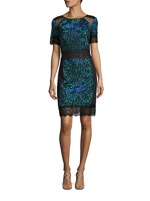 Tadashi Shoji - Short Sleeve Lace Cocktail Dress