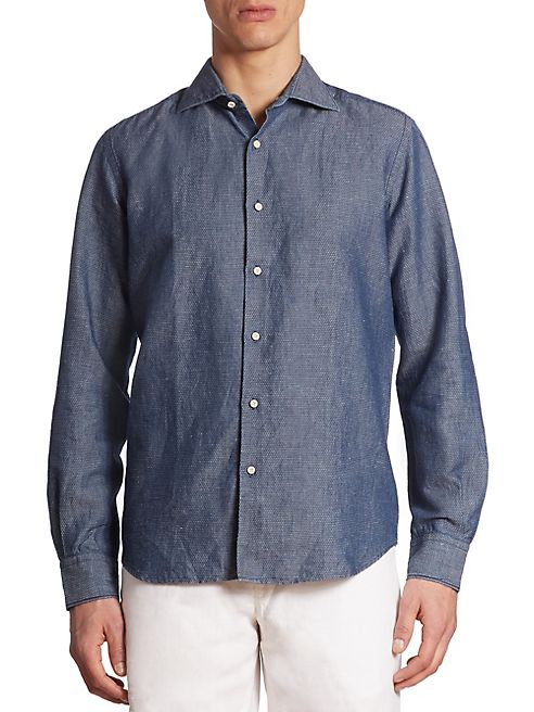 Saks Fifth Avenue Collection - Birds Eye Chambray Shirt