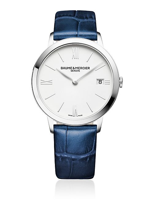 Baume & Mercier - Classima 10355 Stainless Steel & Alligater-Embossed Leather Strap Watch