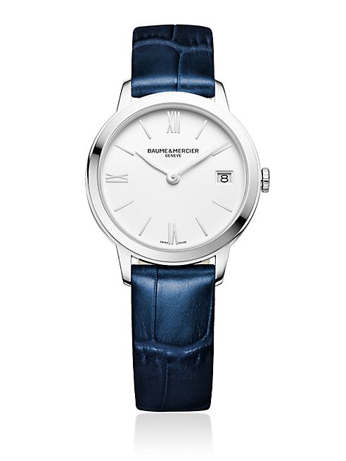 Baume & Mercier - Classima 10353 Stainless Steel & Alligater-Embossed Leather Strap Watch