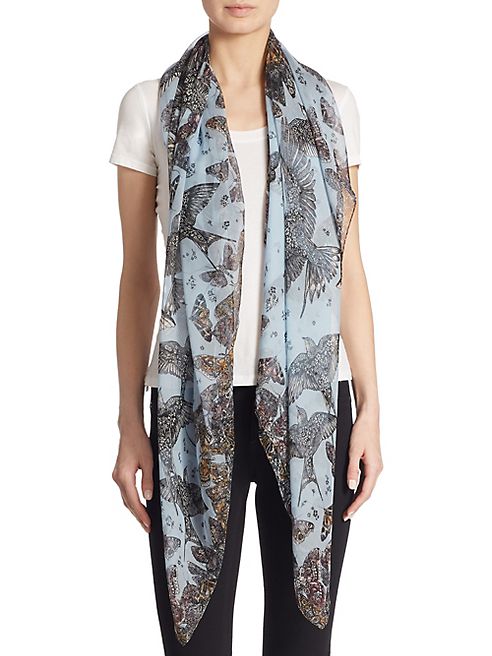 Alexander McQueen - Wildflower Flight Silk Chiffon Scarf