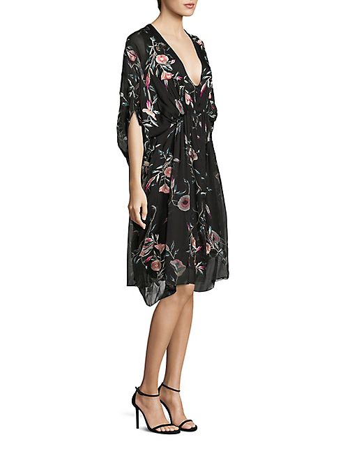 Josie Natori - Embroidered Silk Dress