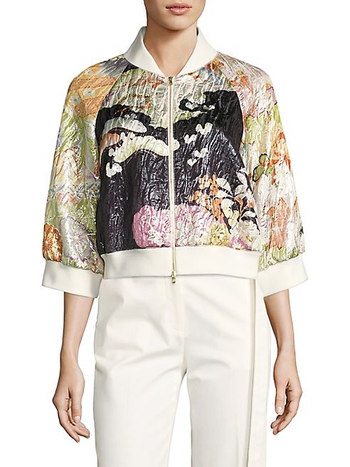 Josie Natori - Floral Bomber Jacket