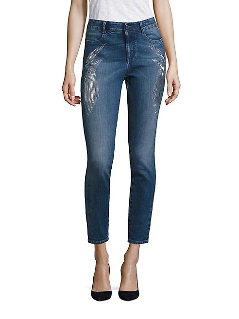 Stella McCartney - Embroidered Sparkles High-Waist Skinny Jeans