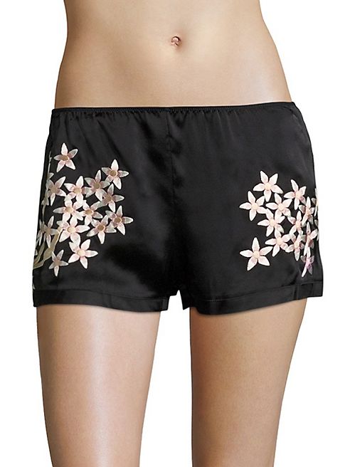 Natori - Petals Silk Charmeuse Embroidered Shorts