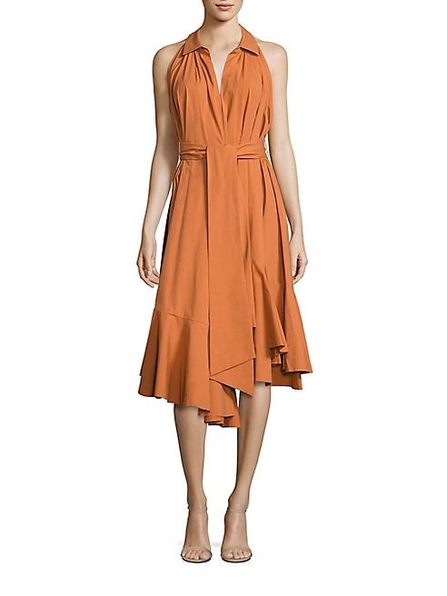 Josie Natori - Solid Full-Ruffled Dress