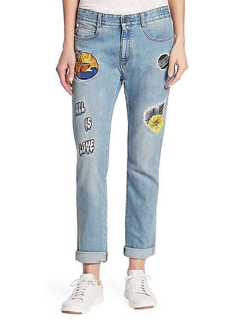 Stella McCartney - The Skinny Embroidered Patch Boyfriend Jeans