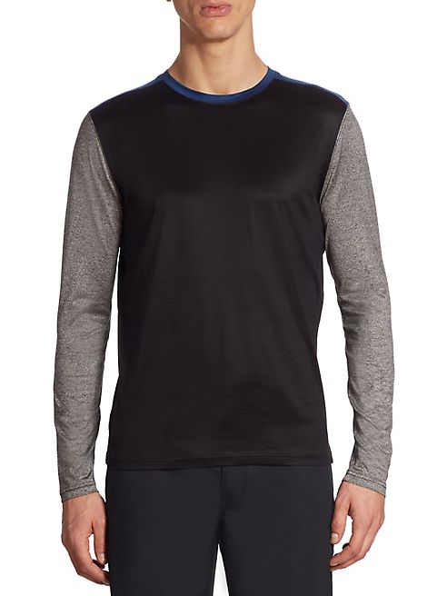 Saks Fifth Avenue Collection - Heathered Sleeve Baseball Tee