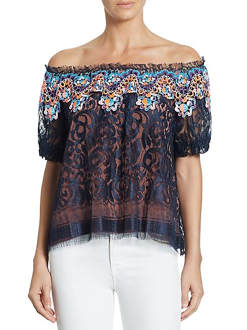 Peter Pilotto - Off-The-Shoulder Embroidered Lace Blouse