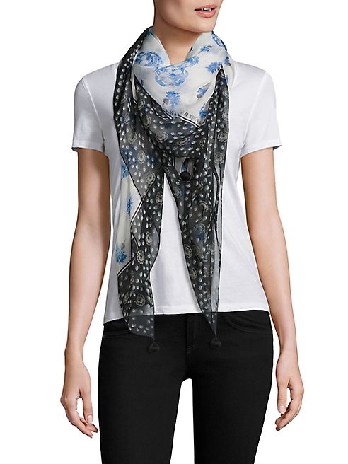 Alexander McQueen - Studded Thistle Silk Chiffon Scarf