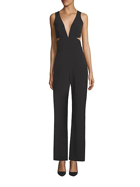 Laundry by Shelli Segal - Plunging V-Neck Peek-a-Boo Jumpsuit