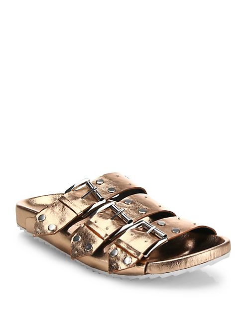 Rebecca Minkoff - Tania Buckle Metallic Slides