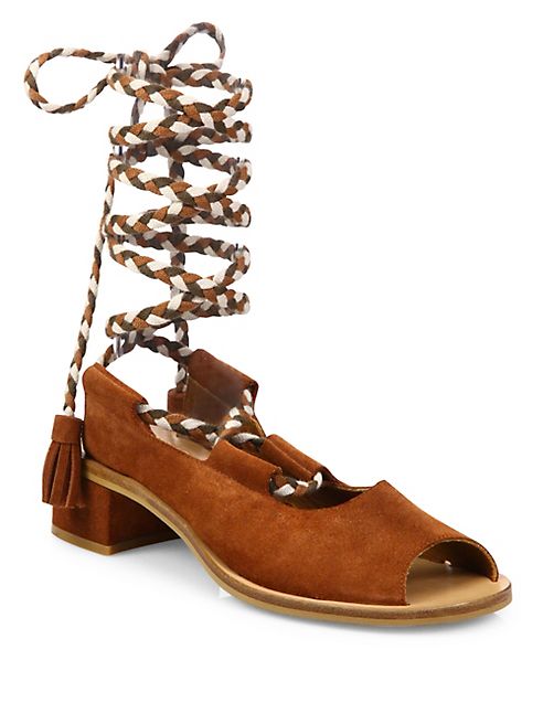 See by Chloé - Palma Lace-Up Suede Block Heel Sandals