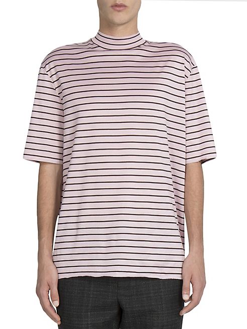 Lanvin - Mockneck Striped Cotton Shirt