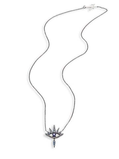 Nikos Koulis - Spectrum Diamond, Blue Sapphire & 18K Black Gold Pendant Necklace