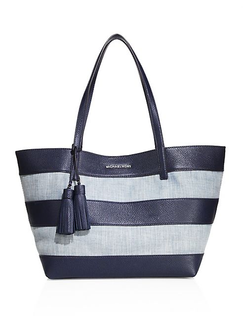 MICHAEL MICHAEL KORS - Striped Canvas Large East West Tote