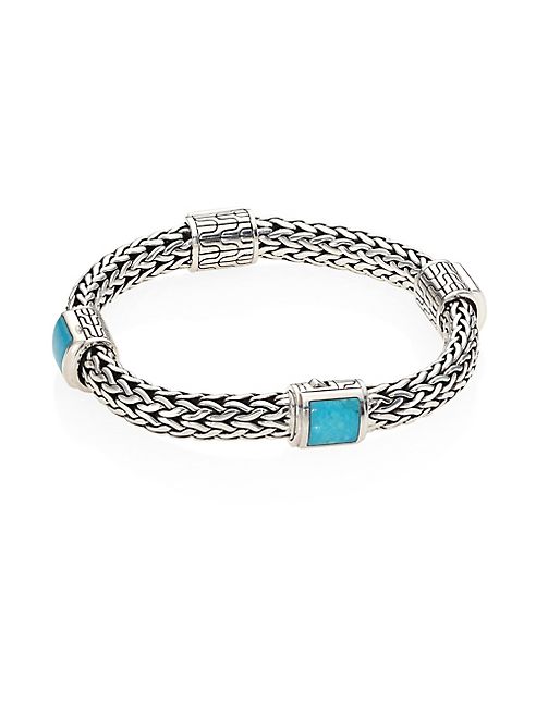 John Hardy - Classic Chain Medium Turquoise & Sterling Silver Four Station Bracelet