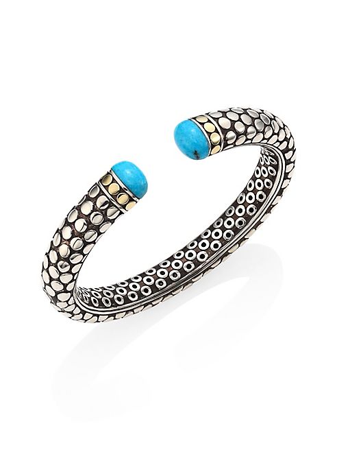 John Hardy - Dot Small Turquoise, Sterling Silver & 18K Yellow Gold Kick Cuff