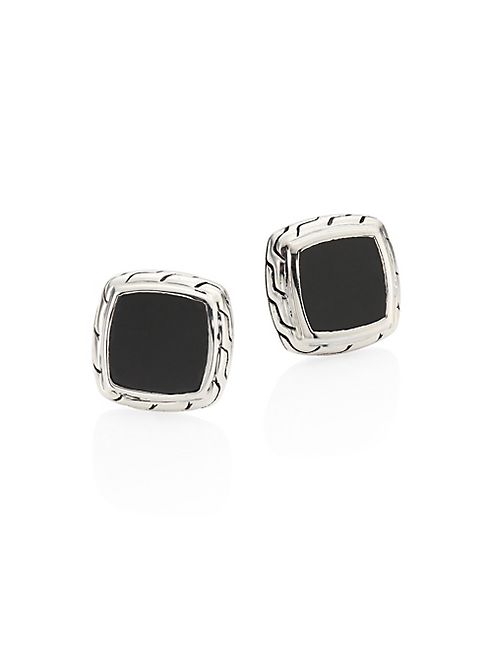 John Hardy - Classic Chain Black Onyx & Sterling Silver Stud Earrings