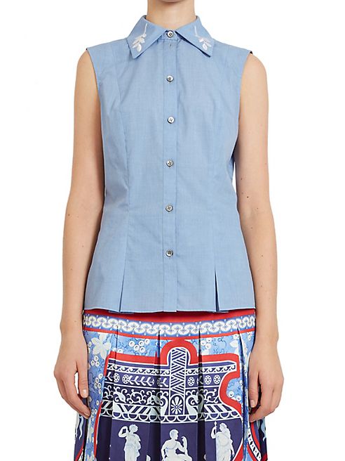 Mary Katrantzou - Doric Sleeveless Cotton-Poplin Top