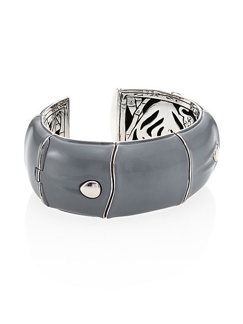 John Hardy - Bamboo Large Enamel & Sterling Silver Kick Cuff/Grey