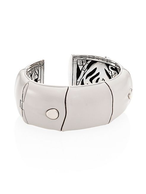 John Hardy - Bamboo Large Enamel &Sterling Silver Kick Cuff/White