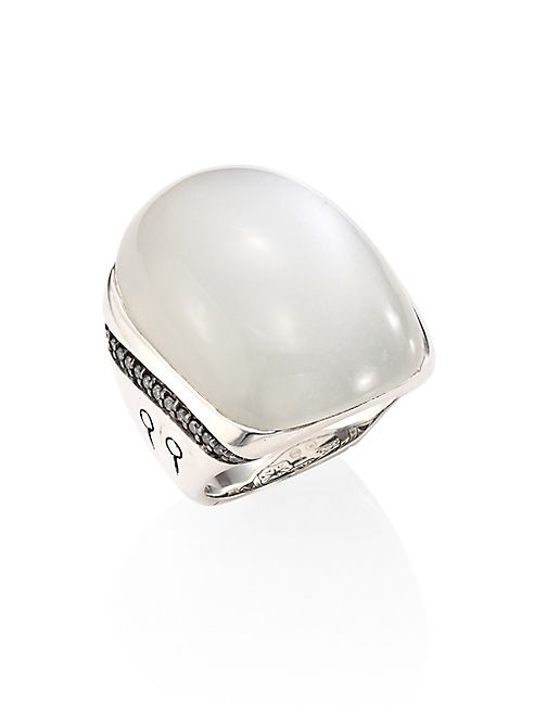 John Hardy - Bamboo Large Grey Diamond, White Moonstone & Sterling Silver Ring